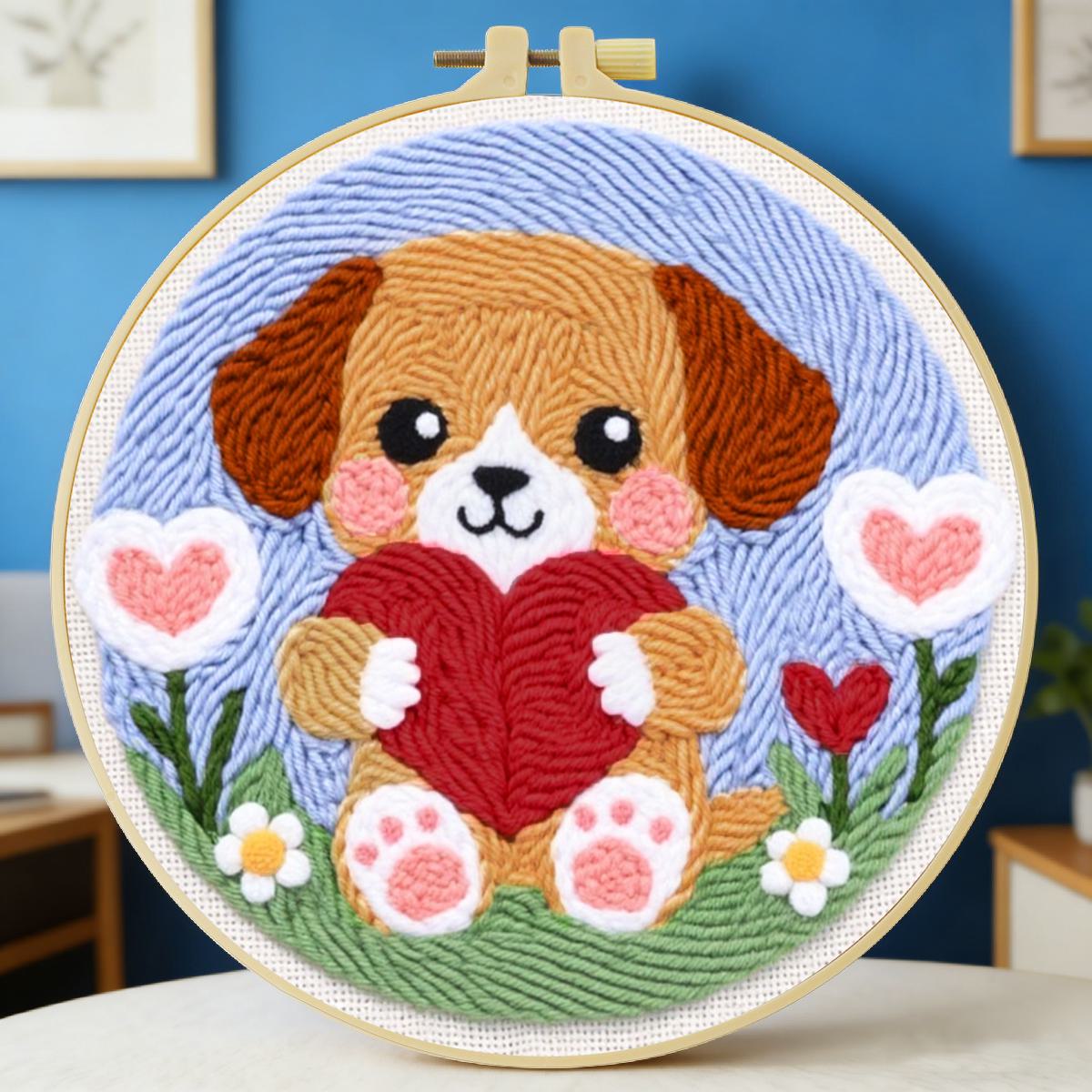 Sewing Textile Art - 20X20CM/7.87 inç Köpek Desenli Punch İğne