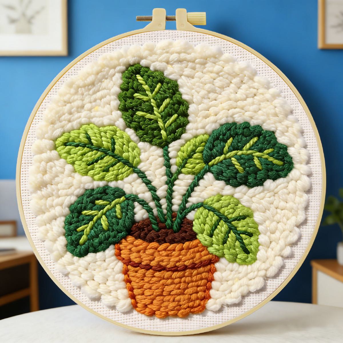Sewing Textile Art - 20X20CM/7.87 inç Yapraklar Punch İğne Nakış