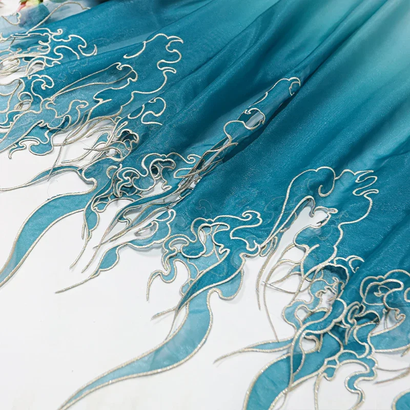 Sewing Cloth - Çin Tarzı Nakış Lotus Yaprağı Degrade